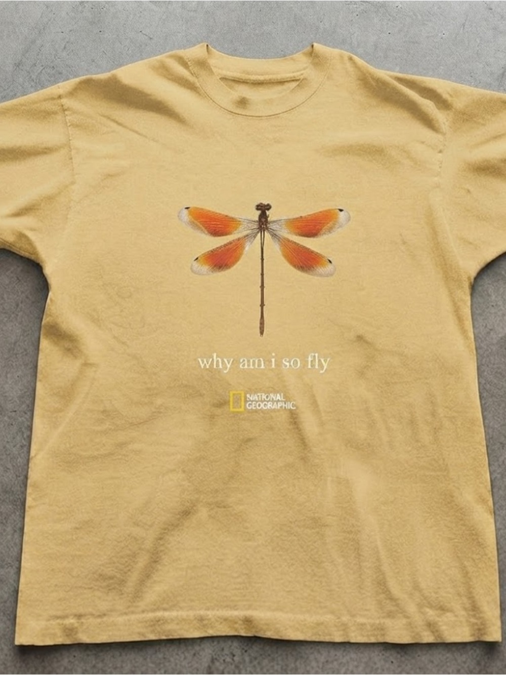 Dragonfly Pun Graphic Print Mustard Yellow Gildan T-shirt